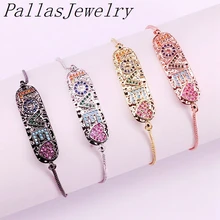 10 шт. стиль микро проложить браслет cz, кубический цирконий Овальный Шарм регулируемые цепи браслеты для женщин