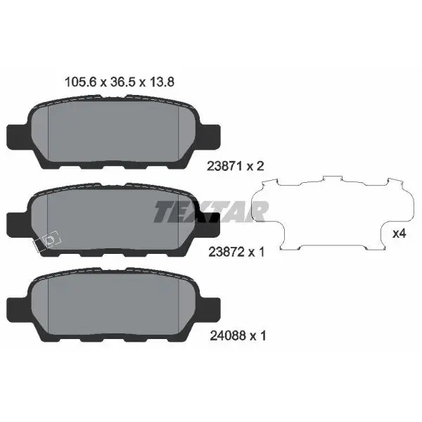 Колодки тормозные, задние NI X-Trail T30 00-, SkyLine V35 01-, S