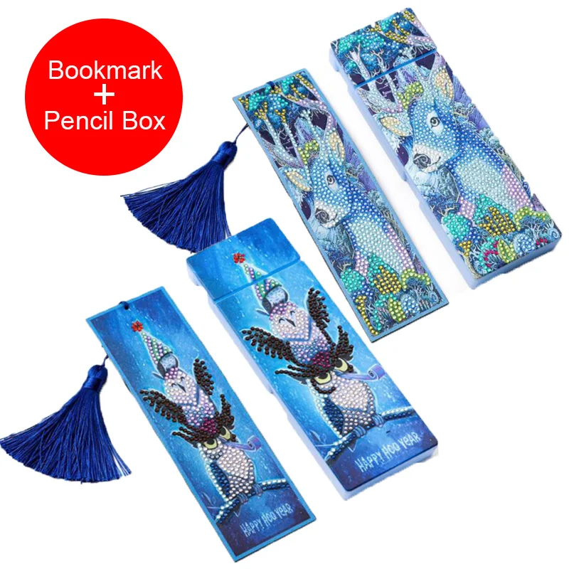 5D DIY Special Shaped Diamond Painting 2 Grids Stationery Pencil Box Bookmark Kits Rhinestones Embroidery Storage Case | Дом и сад