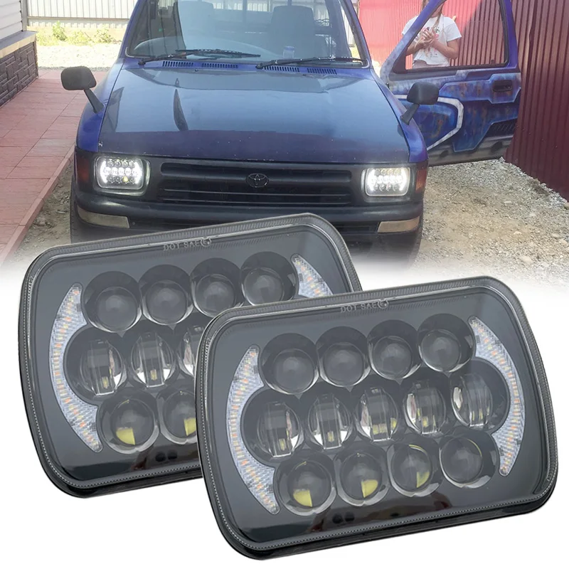 

2PCS 5X7" 7X6 Inch Projector LED Headlight DRL w/H4 Plug for Chevrolet Jeep Cherokee XJ For Tacoma & 88-95 Pick Up 1Nissan 240SX