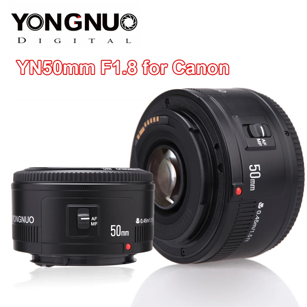 Comprar YONGNUO lente YN50mm F1.8 YN EF 50mm f 1,8 AF lente YN50 apertura Auto enfoque lente para Canon EOS 60D 70D 5D2 5D3 600d DSLR cámaras