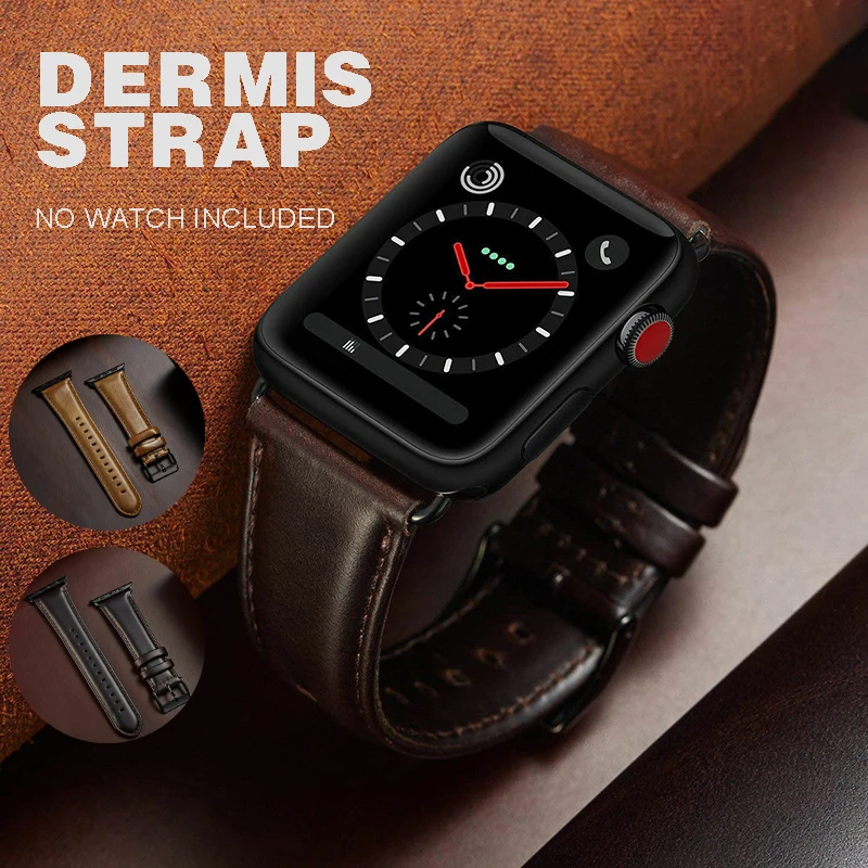 

Pohiks Genuine Leather Wrist Band Strap Bracelet For iWatch Apple Watch Series 4 3 2 1 Leather Strap For Apple Watch Accessories