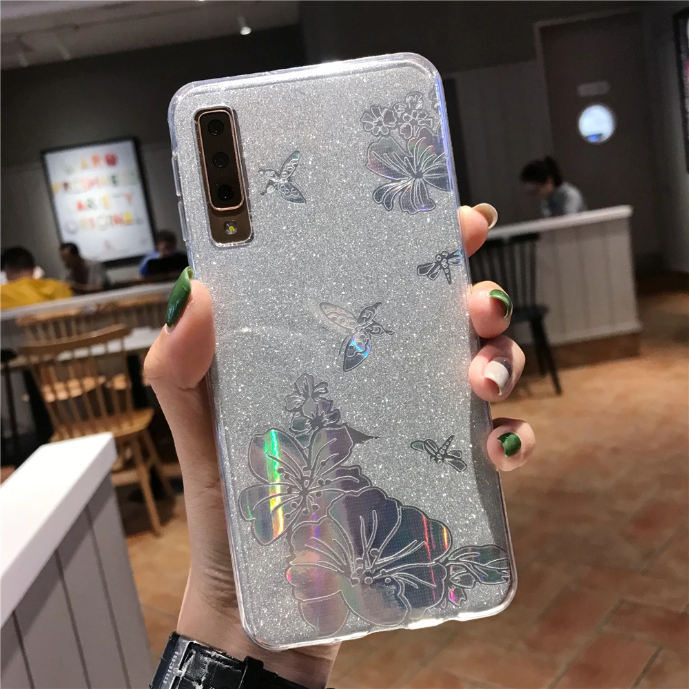 Buterfly розовый цветок блестящий 2 в 1 чехол для huawei P30 Pro P20 P10 P9 Lite 2016 мягкий Блестящий