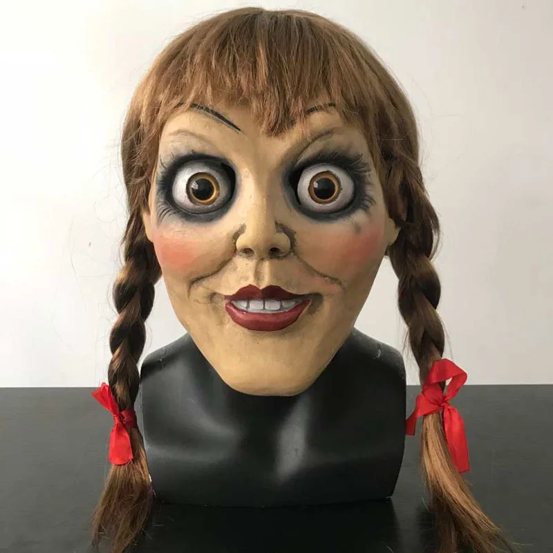 Annabelle 3 Mask Cosplay Bisque Doll Terror Haunted House Full Head Masque Mask Halloween Party Props Headgear Latex Masks - Цвет: 1