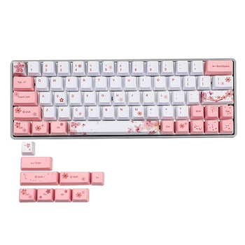 

Mechanical Keyboard Keycap Sakura Keycap PBT Sublimation Keycap for MX Switches Dz60 GK64 GH60 Keyboard
