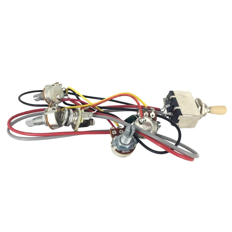 

For Lp Electric Guitar Wiring Harness Prewired 2V2T 3-Way Toggle Switch 500K Pots Jack For Lp Guitar Replacement