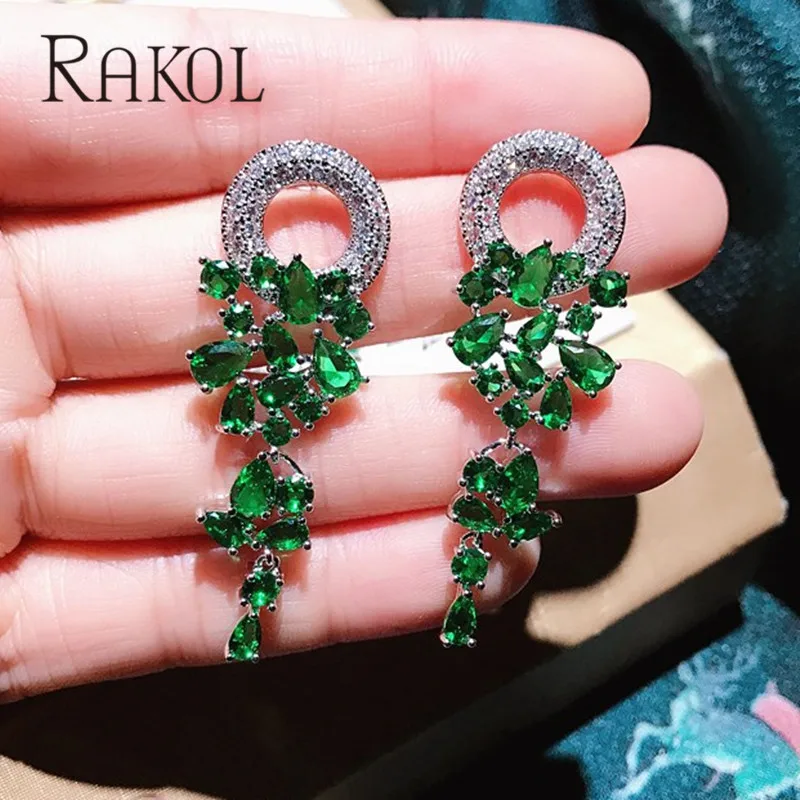 RAKOL винтажный в форме цветка AAA + кубический циркон Роскошные микро проложенные