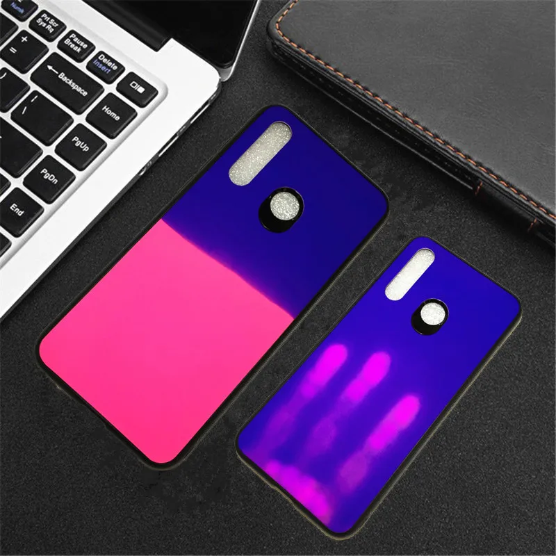 100 шт. термочувствительный цвет изменить волшебный PU чехол для Xiaomi Mi9 SE CC9 Max Mix Mote 3 Play POCO F1 тепловой датчик крышка