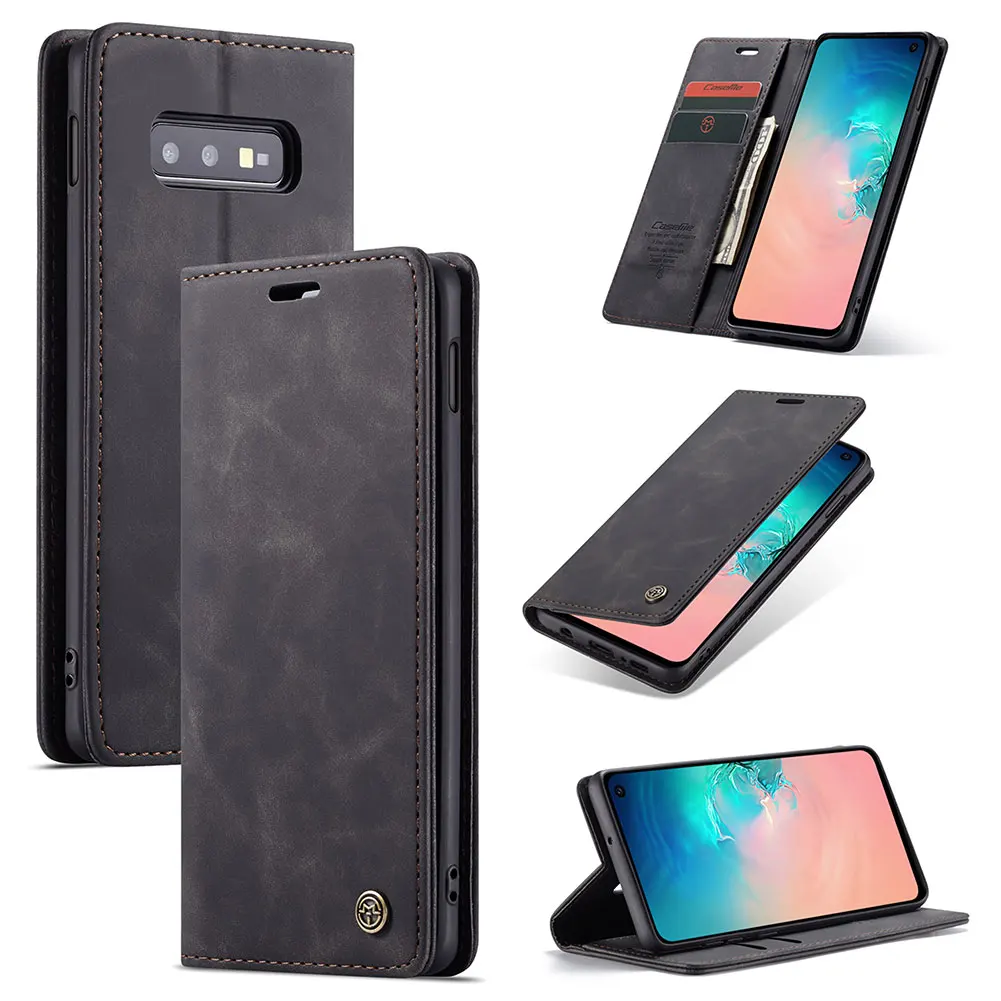 

PU Leather Flip Phone Cover For Samsung Galaxy S10E S10 S9 S8 S7 Plus A20 A40 A50 A70 A80 Shockproof Mobile Protective Case