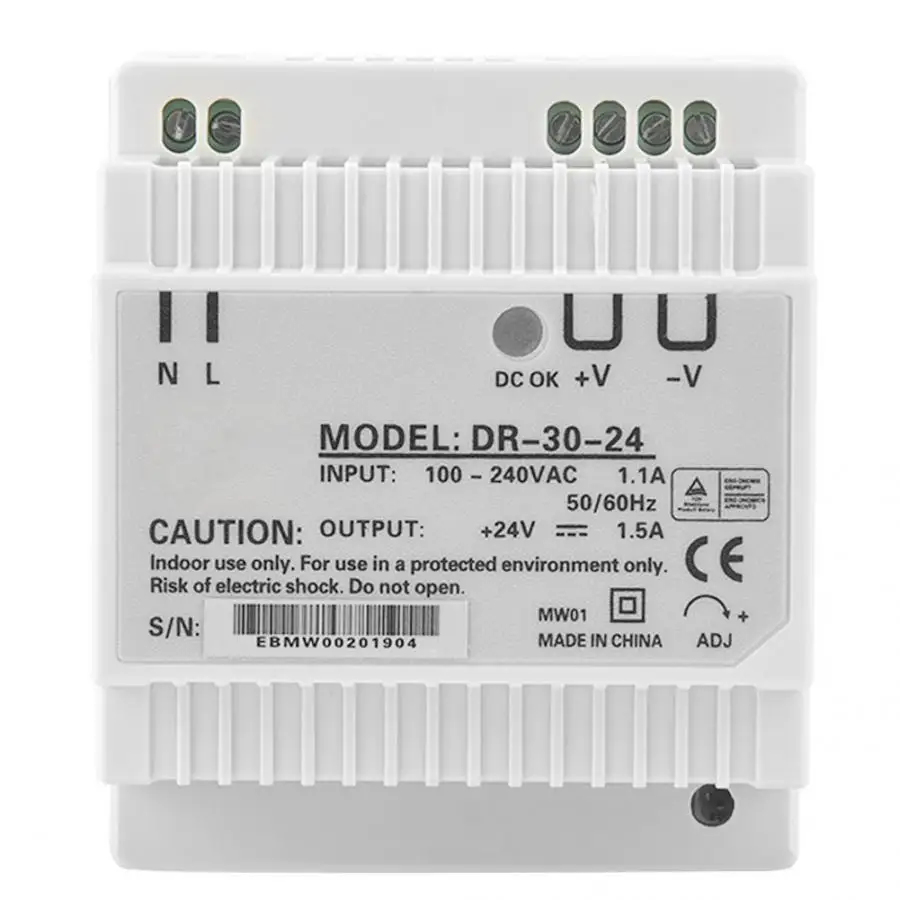 DR 30 24 din рейка Один выход импульсный источник питания Вт В/1.5A AC/DC