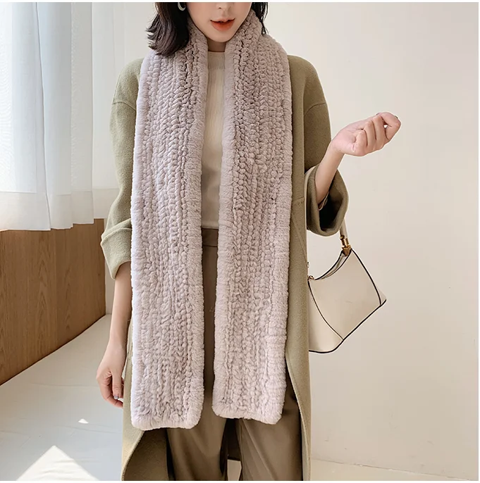 Free Shipping New Genuine Rex Rabbit Fur Scarf 8 Colors Knitted Fur Shawl Winter Real Fur Poncho Wholesale Retail OEM