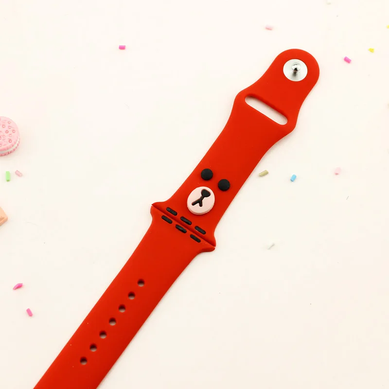天空蓝 Силиконовый ремешок для Apple Watch, серия 4, 3, 2, 1, 38 мм, 42 мм, iwatch 5, ремешок для часов 44 мм, 40 мм, спортивный браслет, резиновый, милый, водонепроницаемый - Color: 天空蓝