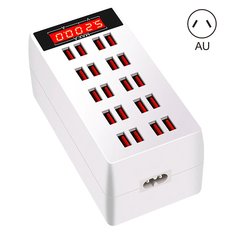 20 портов 100 Вт usb-хаб зарядное устройство для телефона с светодиодный дисплей зарядная док-станция адаптер FKU66 - Цвет: au plug
