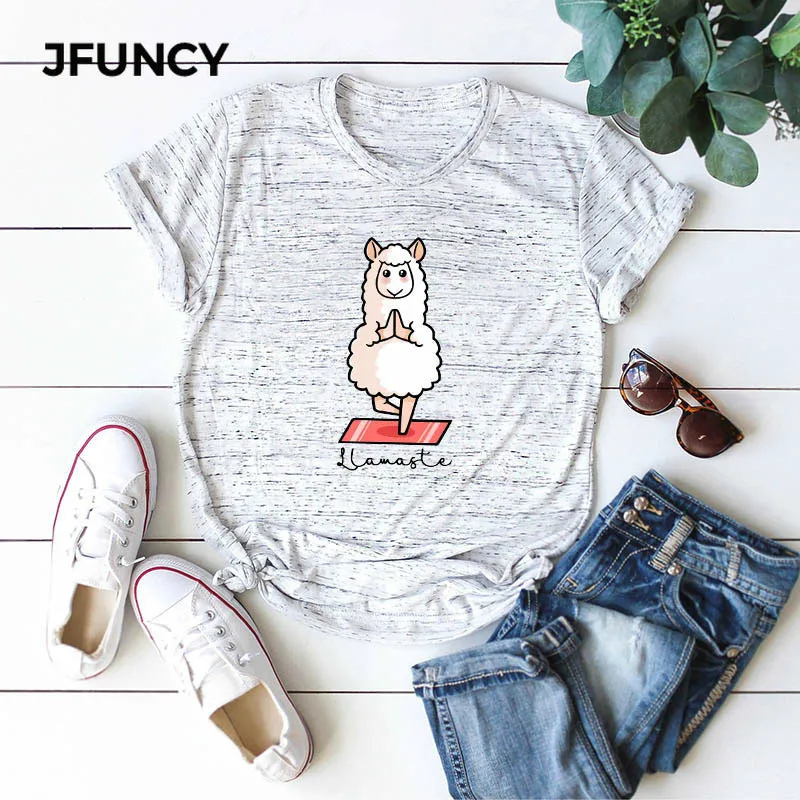 Повседневная Женская футболка JFUNCY размеры 4XL 5XL женская с забавным принтом летняя
