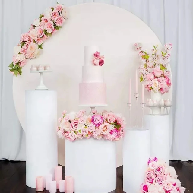 Elegant Acrylic Plinths Wedding Cake Cylinder Pedestals Stand for