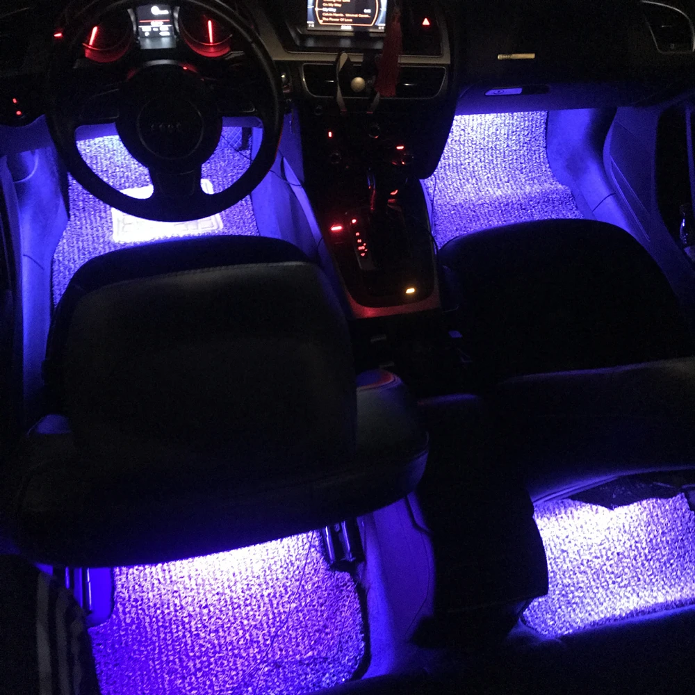 Авто внутренний RGB 12 светодиодный комплект полосы света управление музыкой красочные украшения автомобиля световая полоса авто аксессуары