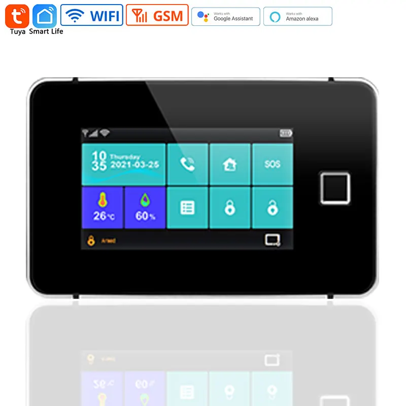 ring keypad alarm Tuya Wifi Smart Alarm System Home Security G60 4.3 Inches Color Touch Screen Fingerprint Wireless Solar Siren Door Sensor System ring keypad alarm Alarms & Sensors