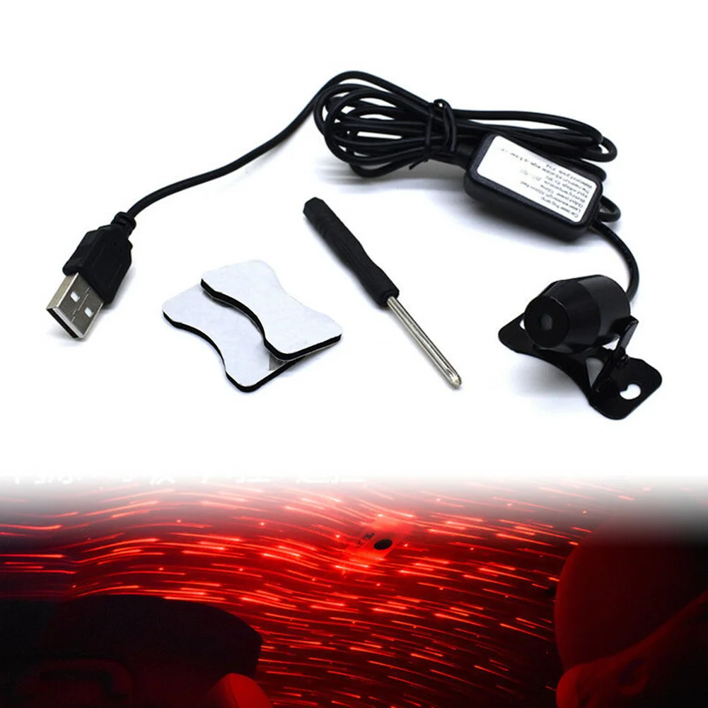 

USB Atmosphere Night Interior Ambient Accessaries Decoration Roof SUV Car Celling Light Lamp Led Projector Meteor Star