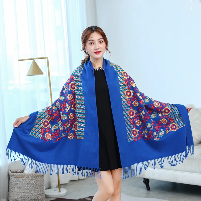 see chart 4 Бренд embroidy2019 шарф для женщин зимние новые кашемировые шарфы Дамская Шаль Обертывание женский платок одеяло с кисточками бандана Пашмина - Цвет: see chart 4
