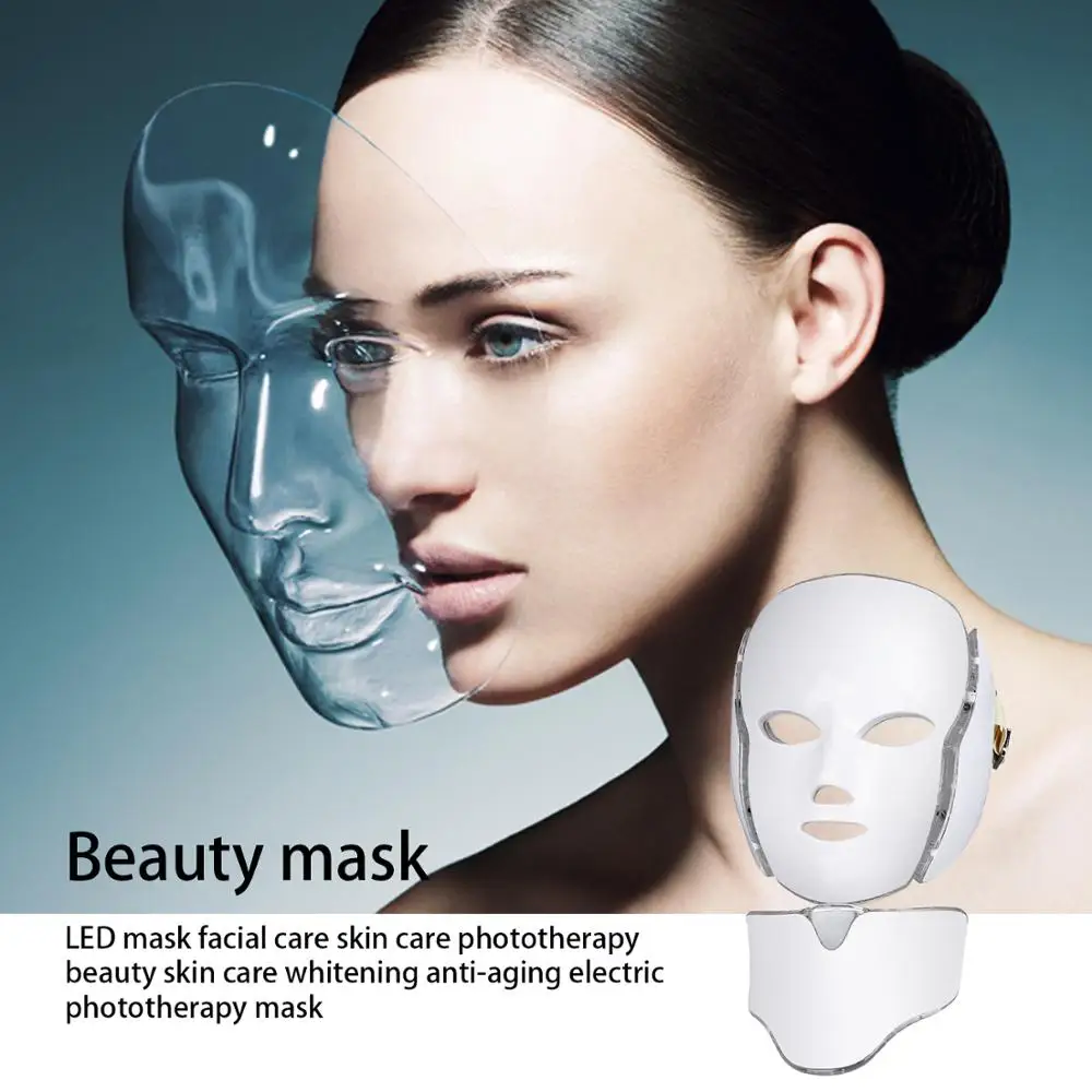 Новейшая модель; 3/7 цветов Электрический светодиодный маска для лица с шеи омоложения кожи против акне, морщины Красота обработки для использования дома и в салоне