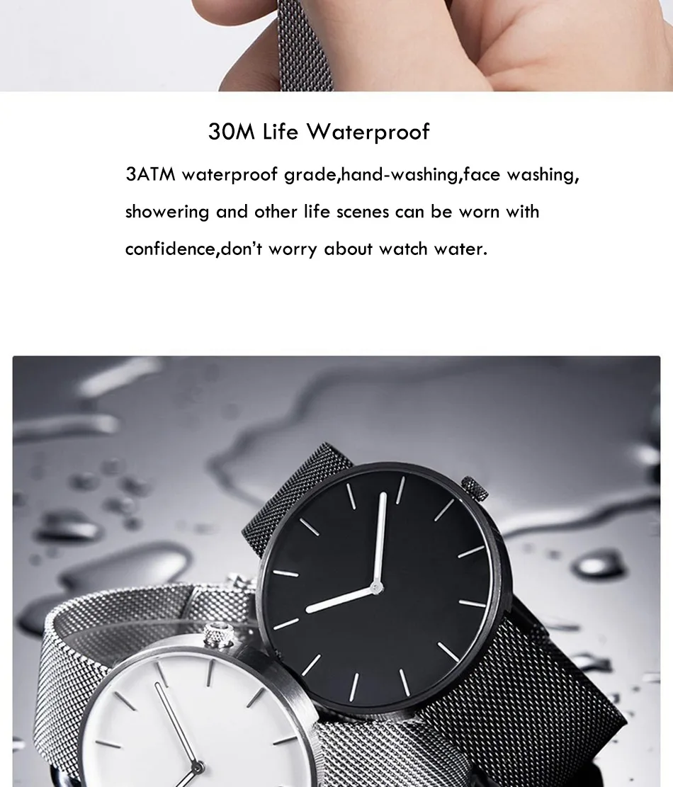 Xiaomi TwentySeventeen Stainless Quartz Couple Wristwatch Men Women Watch Waterproof Steel Strap Bracelet 3ATM Gift For Lover (8)