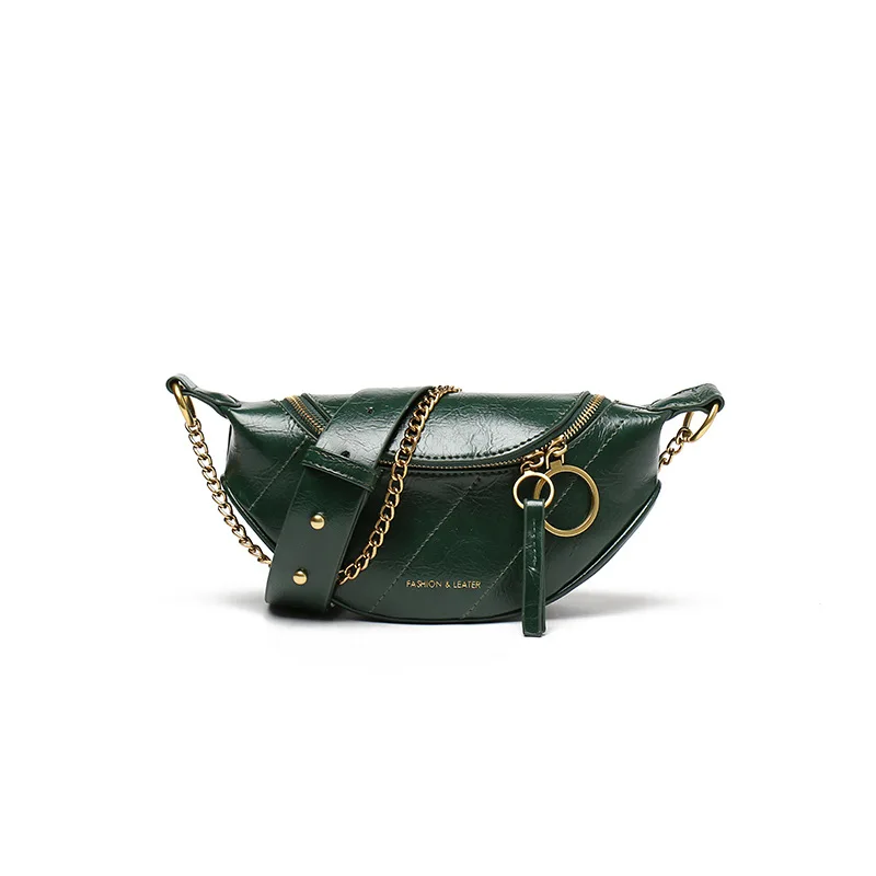 Маленькие кожаные сумки через плечо для женщин модная зимняя сумка на плечо с цепочкой однотонные дамские дорожные дамские сумочки и кошельки - Цвет: Зеленый