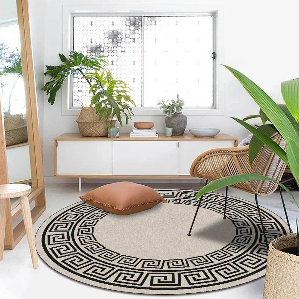 Details about   Rugs Carpets  Geometric Retro Style Pattern Round Rug Large Bedroom  Decoration 