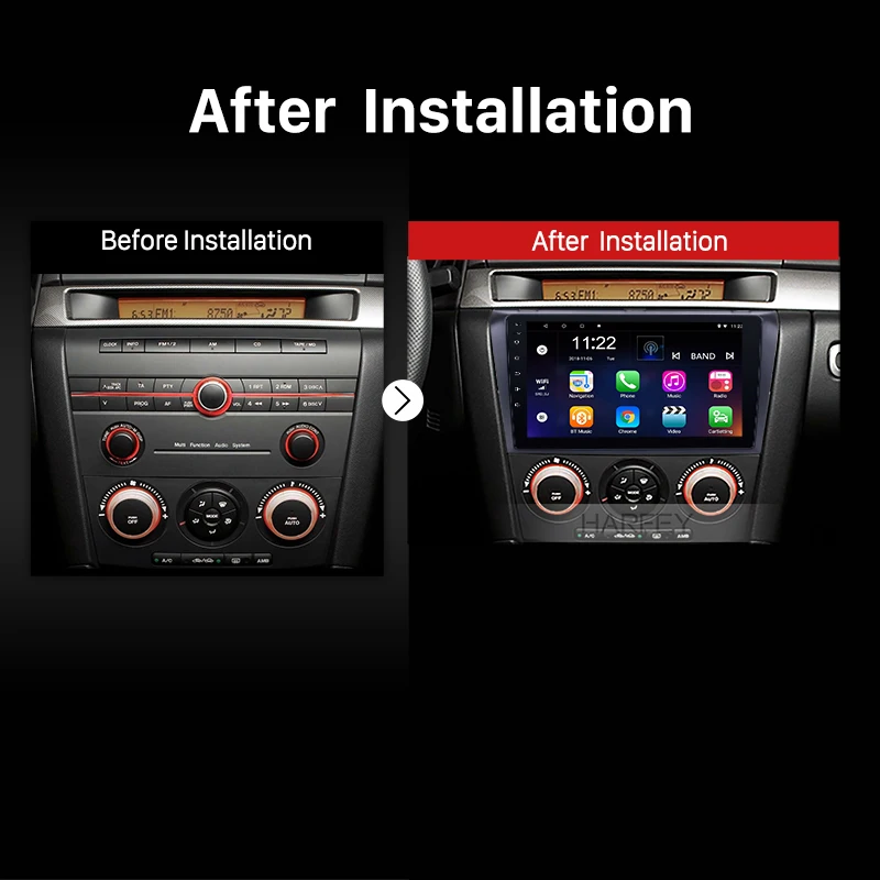 Sale Harfey Car GPS Navi Android9.0 Stereo HD 2Din 9" Autoradio For Mazda 3 Quad-core 2004 2005 2006 2007 2008 2009 Multimedia Player 1