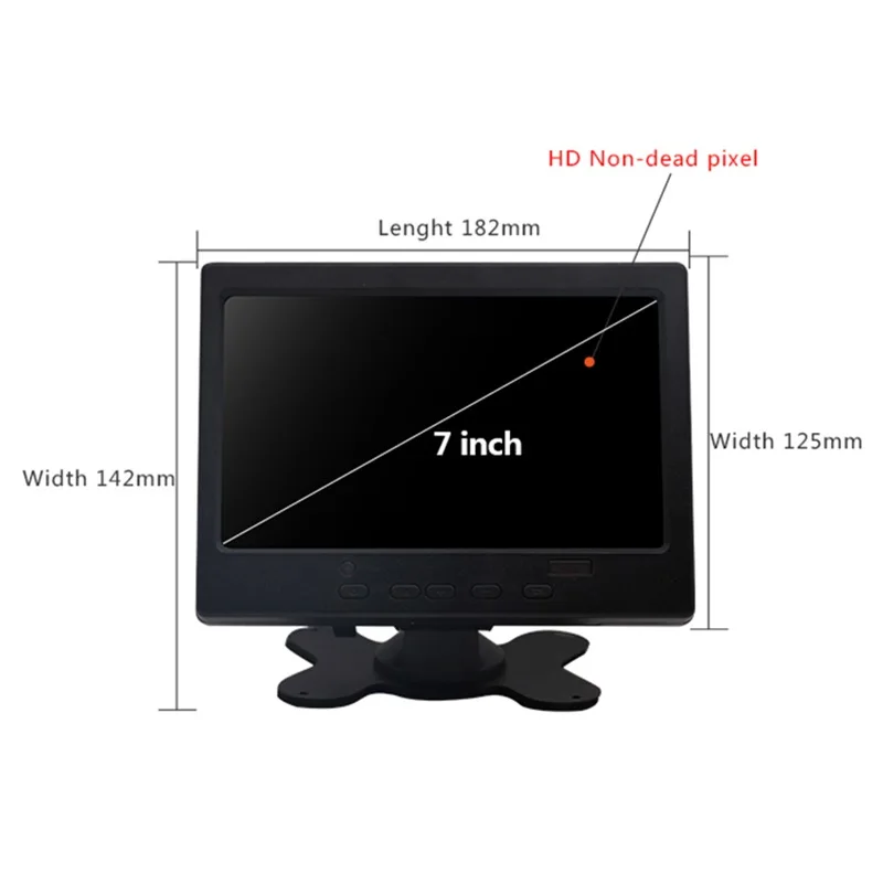 1024 600 Resolución 2 AV/VGA/HMDI TFT HD pantalla con altavoz integrado Monitor LCD de 7 pulgadas Kuman Ecran Non Tactile 