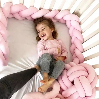 

Newborn Room Shatter-resistant Fence Hand-woven Long Knot Anti-collision Strip Baby Braid Twist Mattress Bed For Baby