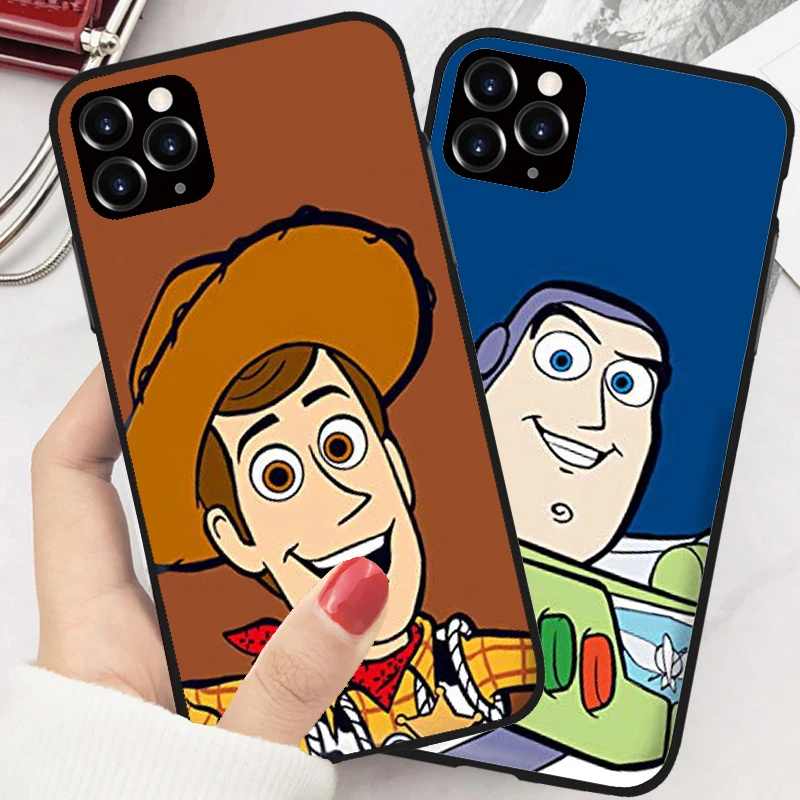 Милый мультяшный черный чехол из ТПУ для iPhone 7 7Plus 8 8Plus 6s Plus 11 Pro X XS Max Xr WOODY BUZZ REX