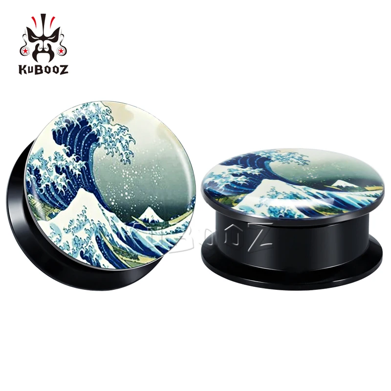 Sunrise Sea Wave Acrylic Ear Gauges 6-30mm Comfortable Ear Tunnels Plugs for Unisex Body Piercing Jewelry piercing jewelry,body piercing jewelry,body jewelry,ear piercing jewelry