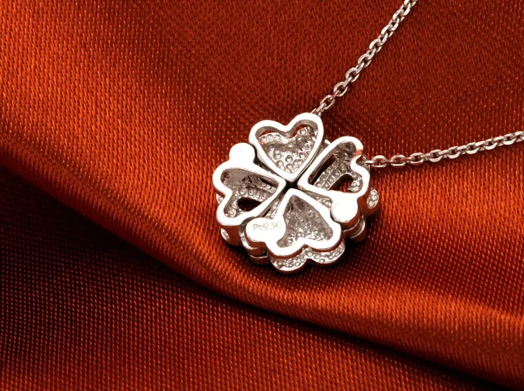 Lucky Platinum PT950 белый настоящий однотонный Золотой 4 листный клевер подвеска