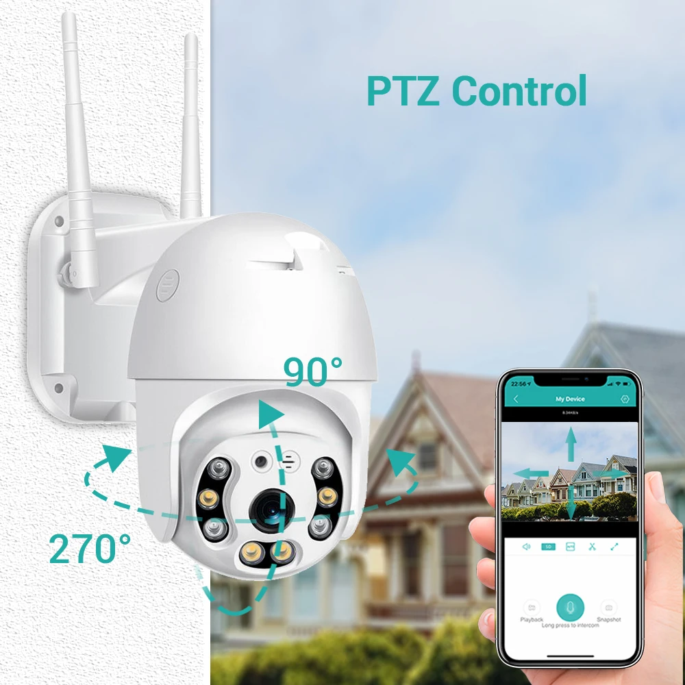 IP Камера Wi Fi 1080P открытый Скорость купольная PTZ 2MP двухстороннее аудио