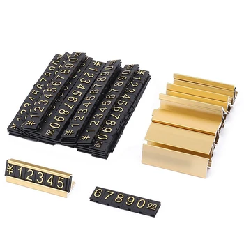 

19 groups gold-tone metal, Arabic numerals together price tags