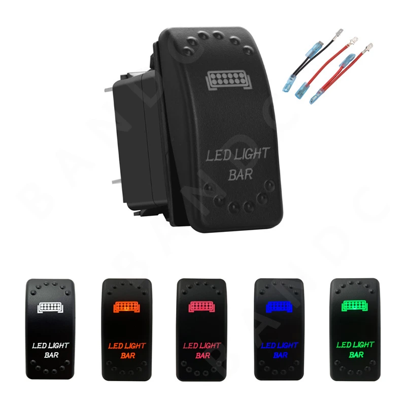 LED LIGHT BAR Rocker Switch 5P ON OFF SPST Toggle Switch with Jumper Wire Set for Auto Vehicle
