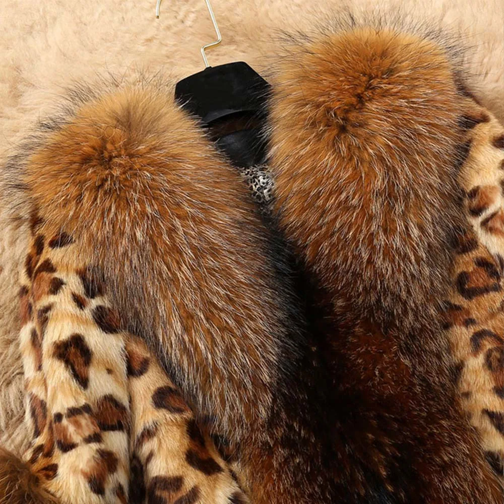 Стильные женские шубы из искусственного меха, Классический леопардовый воротник, верхняя одежда средней длины, Женская куртка больших размеров, зимняя теплая верхняя одежда, топы