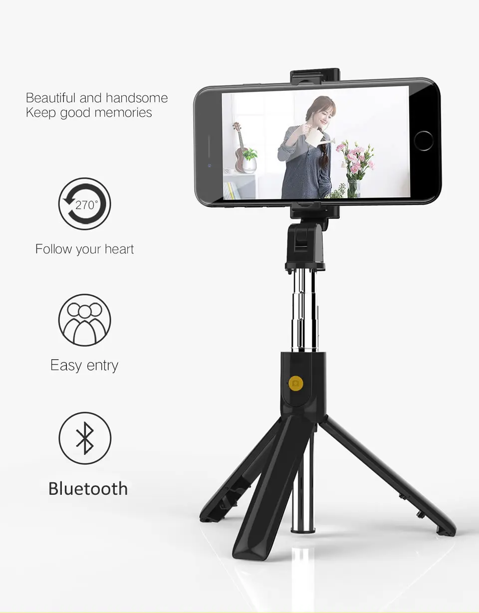 3 в 1 беспроводной Bluetooth селфи-Палка для iphone/Android/huawei складной ручной монопод с дистанционным спуском затвора Выдвижной мини-штатив