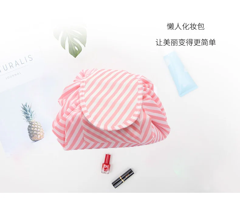 Douyin Лидер продаж корейский стиль Drawstring ленивый косметичка большой емкости Дорожная сумка для мытья многофункциональная сумка для хранения Customizab
