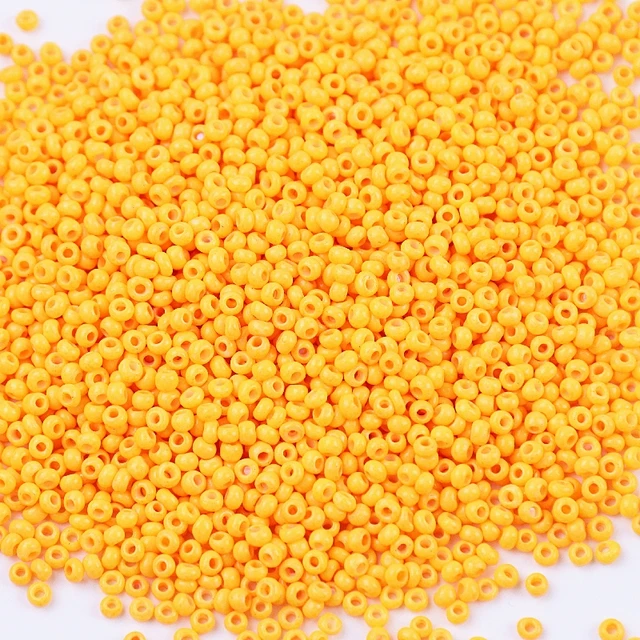 10g 720 Pieces 2mm Austria Solid Color Bead 12/0 Opaque Neon Round Beads Glass Seed Beads Handmade DIY Jewelry Bags Accessories 335 Yellow