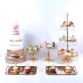 

gold Wedding Display cake stand cupcake tray cake tools home decoration dessert table decorating party suppliers