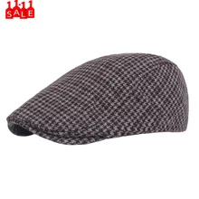 Мужские Зимние береты с узором «гусиная лапка», унисекс, береты с полным закрытием, простая хлопковая кепка, солнцезащитная Кепка в стиле ретро, берет boina hombre# ZB