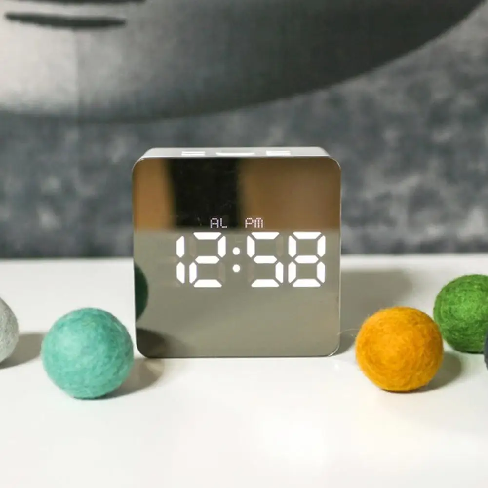 Hobbylan многофункциональные зеркальные электронные часы с будильником, мини прикроватные часы с батареей или вставкой