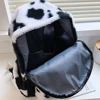 Retro Cow Leopard Printing Women Backpacks Autumn Winter Soft Plush School Bags Female Casual Large Capacity Travel knapsacks 5