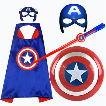 

Cosplay Captain America Captain America Doll Plastic LED Light Sound Captain America Shield Helmet Sword Mask Cloak Kids To