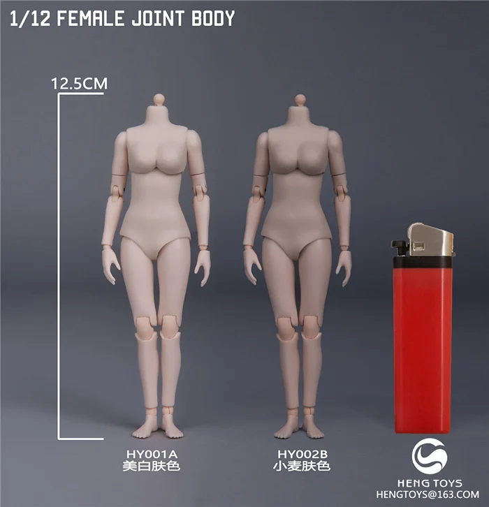 HENG TOYS 1/12 Female Flexible Body Model PVC Pale/Suntan Skin for 6" Figure Toy 