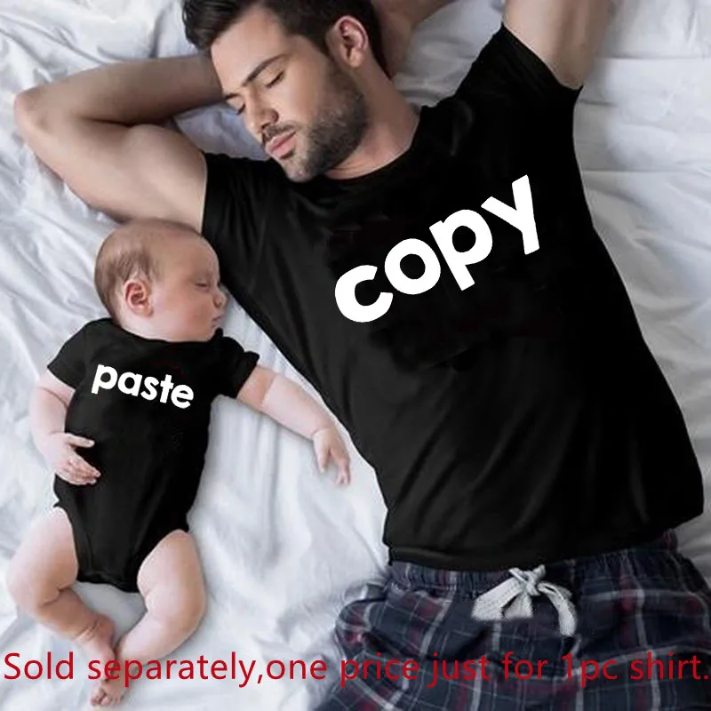 Ctrl C Ctrl V Family Matching Tshirt Father and Daughter Son Shirt Cotton Look Mother Kids Tops Baby Bodysuit Father's Day Gift 4