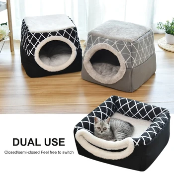 

Pet bed for Cats Dogs Soft Nest Kennel Bed Cave House Sleeping Bag Mat Pad Tent Pets Winter Warm Cozy Beds 2 Size L XL 2 Colors