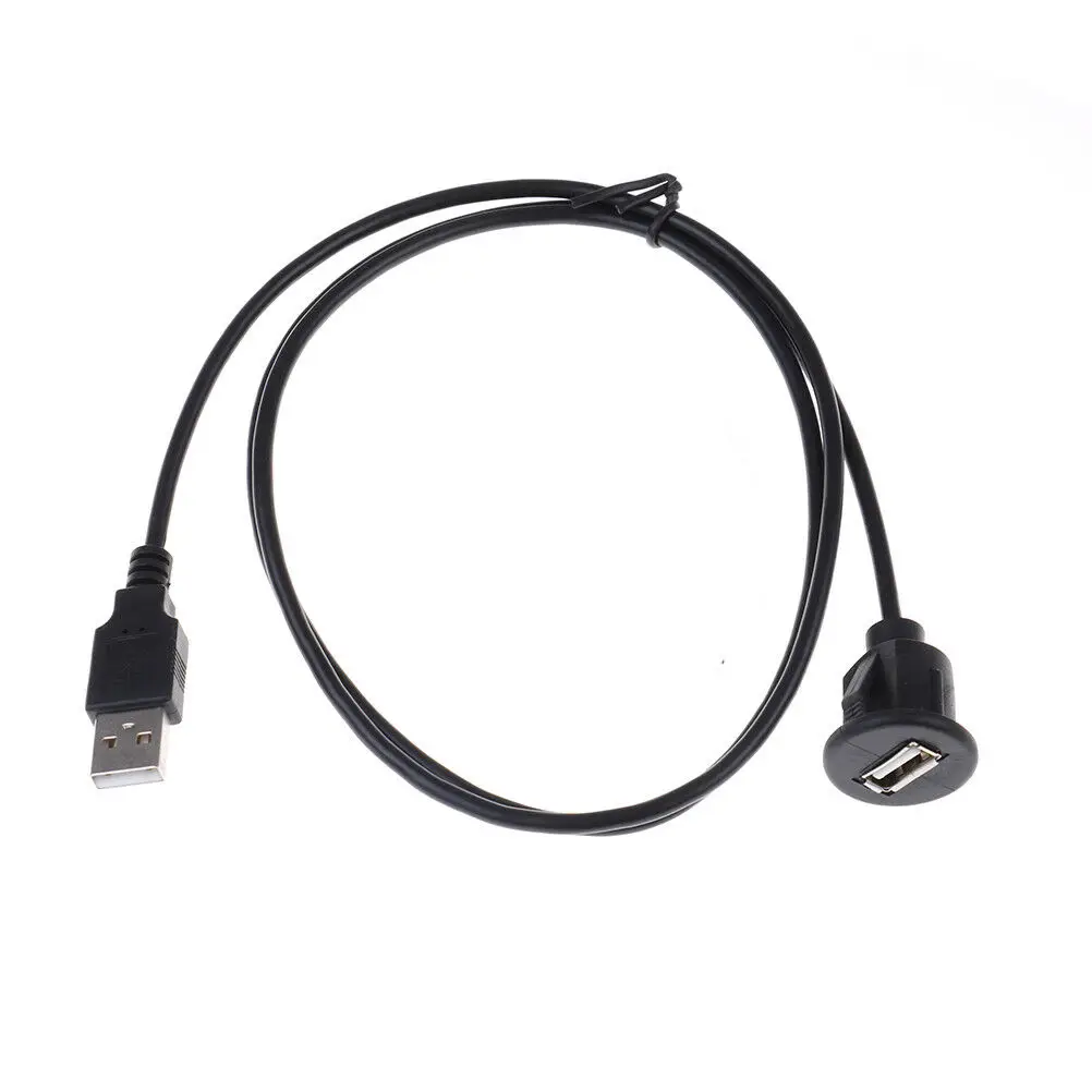 1PC 1m Car Dash Board Mount USB 2.0 Male To Female Socket Panel Extension Cable
