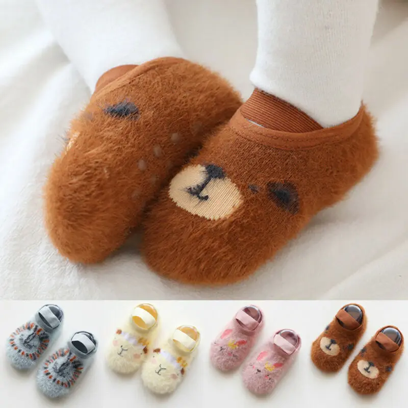 Унисекс Детские кроватки обувь носки с милыми животными с рисунком для малышей Нескользящие хлопковые носки для малышей, Дети тапочки с вышитым узором в виде оленей, одежда
